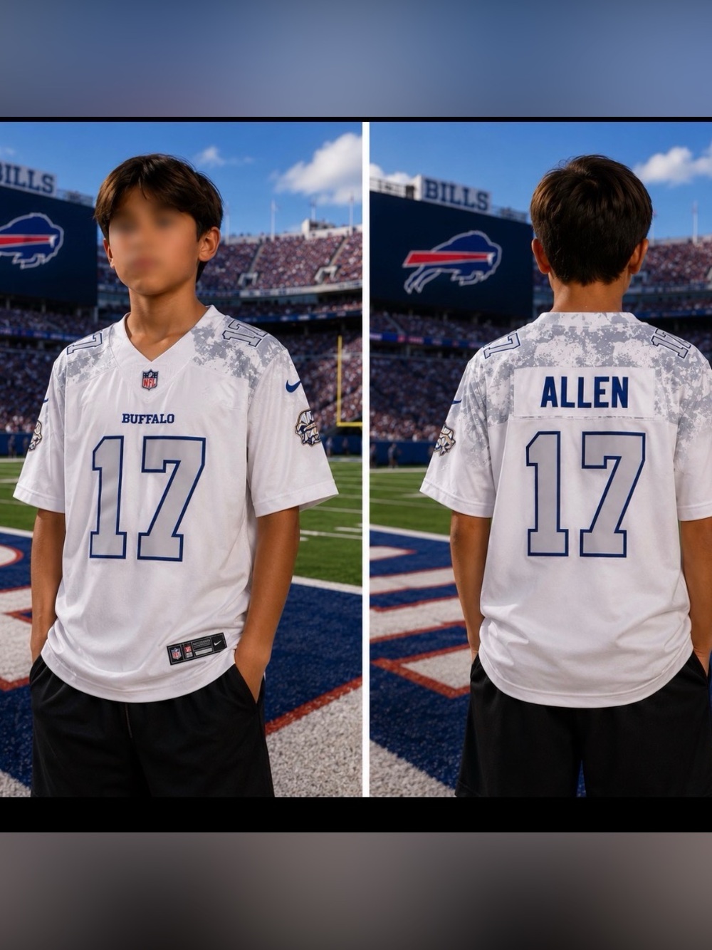 Josh Allen Bills #17 Youth Medium White Rivals Football Jersey